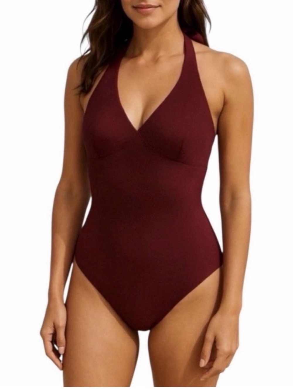 Spanx Halter One-Piece Swimsuit Mulberry Size Medium